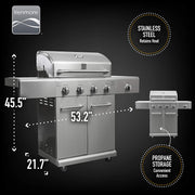 Barbecue Kenmore 4 Burner + Searing Side Burner Stainless Steel Grill BBQ