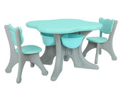 Kids and Toddlers Bear Table Set with 2 Chairs and Storage Baskets KINGTOYS.ca