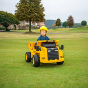 KINGTOYS.ca 2026 CAT Dump Truck 12V Kids Ride-On with Remote Control, Working Shovel & Realistic Construction Sounds With RC
