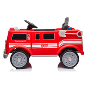 KINGTOYS.ca 2026 12V Kids Fire Truck Electric Ride On One Seater with Leather Seat and RC
