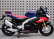 2 Seater 12V Upgraded Aprilia RSV4 Super Motorcycle With Music, Rubber Wheels