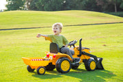 2026 12V Excavator 1 Seater Tractor Ride on for Kids with Parental RC and Wagon