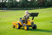 2026 12V Excavator 1 Seater Tractor Ride on for Kids with Parental RC and Wagon