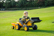 2026 12V Excavator 1 Seater Tractor Ride on for Kids with Parental RC and Wagon