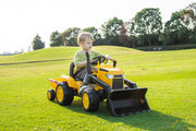 2026 12V Excavator 1 Seater Tractor Ride on for Kids with Parental RC and Wagon