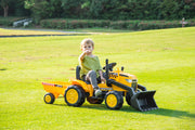 KINGTOYS.ca 2026 12V Excavator Tractor Trailer Kids Ride On One Seater Electric Truck with RC and Wagon