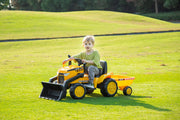 KINGTOYS.ca 2026 12V Excavator Tractor Trailer Kids Ride On One Seater Electric Truck with RC and Wagon