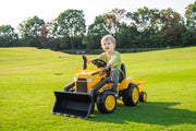 2026 12V Excavator 1 Seater Tractor Ride on for Kids with Parental RC and Wagon