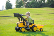 2026 12V Excavator 1 Seater Tractor Ride on for Kids with Parental RC and Wagon