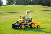 KINGTOYS.ca 2026 12V Excavator Tractor Trailer Kids Ride On One Seater Electric Truck with RC and Wagon