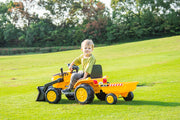 2026 12V Excavator 1 Seater Tractor Ride on for Kids with Parental RC and Wagon