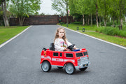 2026 12V Firetruck 1 Seater Kids Ride On Cars, Rubber Tires, Leather Seat, Siren, Lights, Walkie-Talkie, Fire Shovel, Remote Control