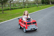 2026 12V Firetruck 1 Seater Kids Ride On Cars, Rubber Tires, Leather Seat, Siren, Lights, Walkie-Talkie, Fire Shovel, Remote Control