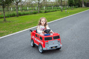 KINGTOYS.ca 2026 12V Kids Fire Truck Electric Ride On One Seater with Leather Seat and RC