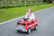 2026 12V Firetruck 1 Seater Kids Ride On Cars, Rubber Tires, Leather Seat, Siren, Lights, Walkie-Talkie, Fire Shovel, Remote Control