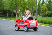 2026 12V Firetruck 1 Seater Kids Ride On Cars, Rubber Tires, Leather Seat, Siren, Lights, Walkie-Talkie, Fire Shovel, Remote Control