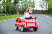 2026 12V Firetruck 1 Seater Kids Ride On Cars, Rubber Tires, Leather Seat, Siren, Lights, Walkie-Talkie, Fire Shovel, Remote Control