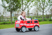 2026 12V Firetruck 1 Seater Kids Ride On Cars, Rubber Tires, Leather Seat, Siren, Lights, Walkie-Talkie, Fire Shovel, Remote Control