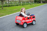 2026 12V Firetruck 1 Seater Kids Ride On Cars, Rubber Tires, Leather Seat, Siren, Lights, Walkie-Talkie, Fire Shovel, Remote Control
