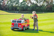 2026 24V Fire Truck 2 Seater Kids Ride On Car with Water Blaster Walkie Talkie Rubber Tires Leather Seat With RC