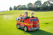 2026 24V Fire Truck 2 Seater Kids Ride On Car with Water Blaster Walkie Talkie Rubber Tires Leather Seat With RC