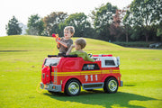 2026 24V Fire Truck 2 Seater Kids Ride On Car with Water Blaster Walkie Talkie Rubber Tires Leather Seat With RC