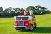 2026 24V Fire Truck 2 Seater Kids Ride On Car with Water Blaster Walkie Talkie Rubber Tires Leather Seat With RC
