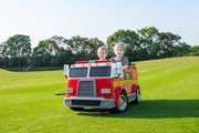 2026 24V Fire Truck 2 Seater Kids Ride On Car with Water Blaster Walkie Talkie Rubber Tires Leather Seat With RC