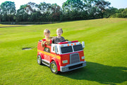 2026 24V Fire Truck 2 Seater Kids Ride On Car with Water Blaster Walkie Talkie Rubber Tires Leather Seat With RC