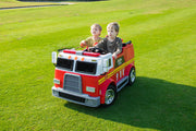 2026 24V Fire Truck 2 Seater Kids Ride On Car with Water Blaster Walkie Talkie Rubber Tires Leather Seat With RC