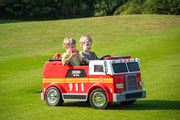 2026 24V Fire Truck 2 Seater Kids Ride On Car with Water Blaster Walkie Talkie Rubber Tires Leather Seat With RC