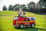 2026 24V Fire Truck 2 Seater Kids Ride On Car with Water Blaster Walkie Talkie Rubber Tires Leather Seat With RC