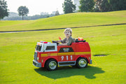 2026 24V Fire Truck 2 Seater Kids Ride On Car with Water Blaster Walkie Talkie Rubber Tires Leather Seat With RC