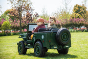 2026 24V Military Willy Jeep Style 3 Seater Electric Kids Ride On Cars, Rubber Tires, Leather Seat with RC
