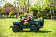 2026 24V Military Willy Jeep Style 3 Seater Electric Kids Ride On Cars, Rubber Tires, Leather Seat with RC