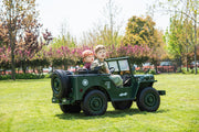 2026 24V Military Willy Jeep Style 3 Seater Electric Kids Ride On Cars, Rubber Tires, Leather Seat with RC