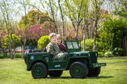 2026 24V Military Willy Jeep Style 3 Seater Electric Kids Ride On Cars, Rubber Tires, Leather Seat with RC