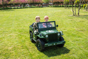 2026 24V Military Willy Jeep Style 3 Seater Electric Kids Ride On Cars, Rubber Tires, Leather Seat with RC