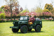 2026 24V Military Willy Jeep Style 3 Seater Electric Kids Ride On Cars, Rubber Tires, Leather Seat with RC