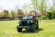 2026 24V Military Willy Jeep Style 3 Seater Electric Kids Ride On Cars, Rubber Tires, Leather Seat with RC
