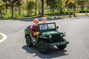 2026 24V Military Willy Jeep Style 3 Seater Electric Kids Ride On Cars, Rubber Tires, Leather Seat with RC