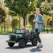 2026 24V Military Willy Jeep Style 3 Seater Electric Kids Ride On Cars, Rubber Tires, Leather Seat with RC