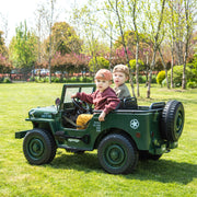 2026 24V Military Willy Jeep Style 3 Seater Electric Kids Ride On Cars, Rubber Tires, Leather Seat with RC