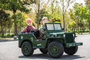 2026 24V Military Willy Jeep Style 3 Seater Electric Kids Ride On Cars, Rubber Tires, Leather Seat with RC