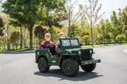 2026 24V Military Willy Jeep Style 3 Seater Electric Kids Ride On Cars, Rubber Tires, Leather Seat with RC