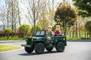 2026 24V Military Willy Jeep Style 3 Seater Electric Kids Ride On Cars, Rubber Tires, Leather Seat with RC
