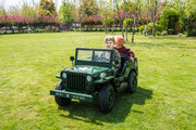 2026 24V Military Willy Jeep Style 3 Seater Electric Kids Ride On Cars, Rubber Tires, Leather Seat with RC