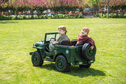 2026 24V Military Willy Jeep Style 3 Seater Electric Kids Ride On Cars, Rubber Tires, Leather Seat with RC