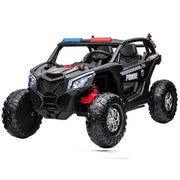 KINGTOYS.ca 2027 24V Police Dune Buggy 2 Seater Ride On Car, Rubber Tires, Leather Seat With Remote Control