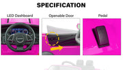 KINGTOYS.ca 12V Chevrolet Camaro 2SS Kids Ride On One Seater Electric Car with Leather Seat, Rubber Tires and RC